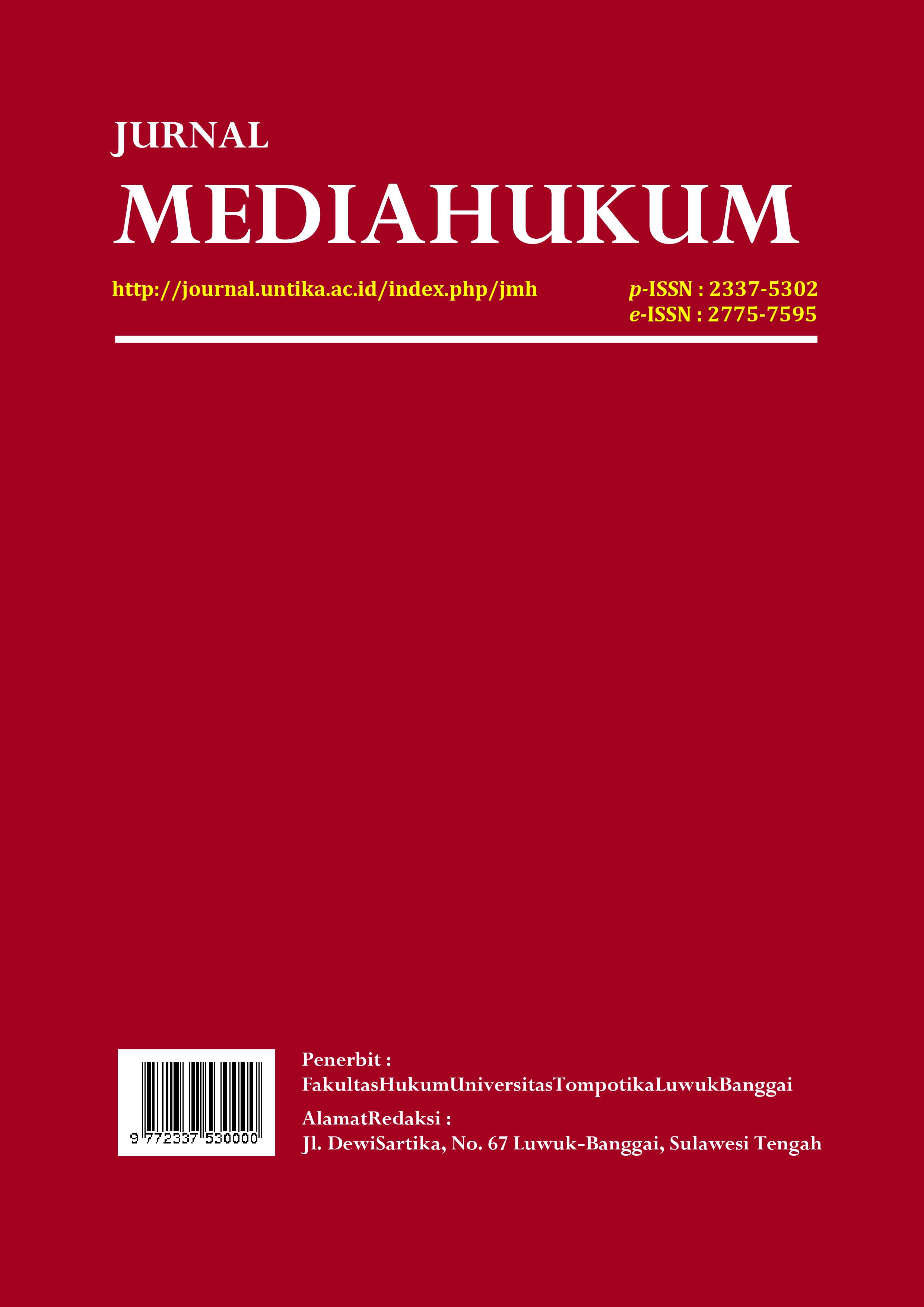 					View Vol. 12 No. 1 (2024): Jurnal Media Hukum (JMH)
				